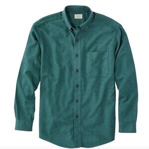 L.L. Bean Wicked Good 100% Cotton Flannel Shirt, Navy/Green Houndstooth Size XL